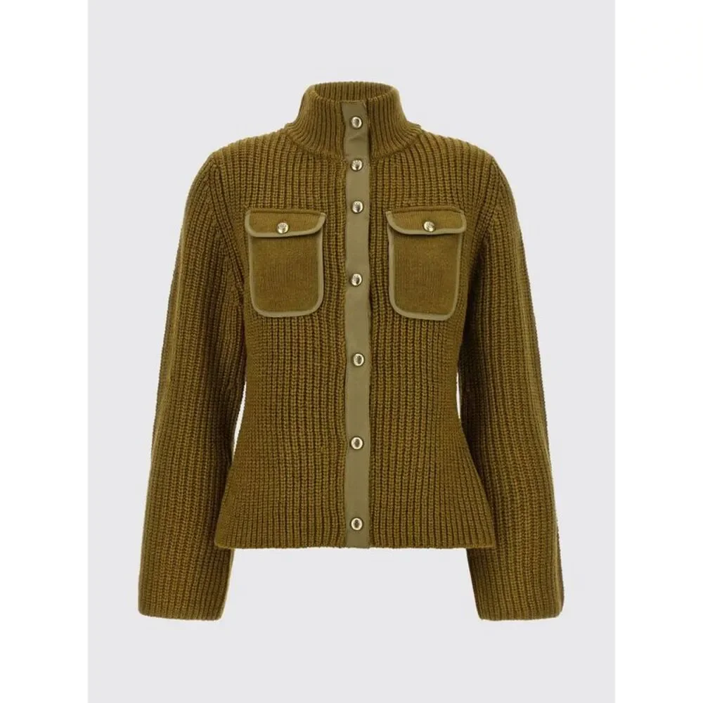 Pinko Women Pinko Slim Fit Ribbed High-Neck Cardigan In Wool And Alpaca